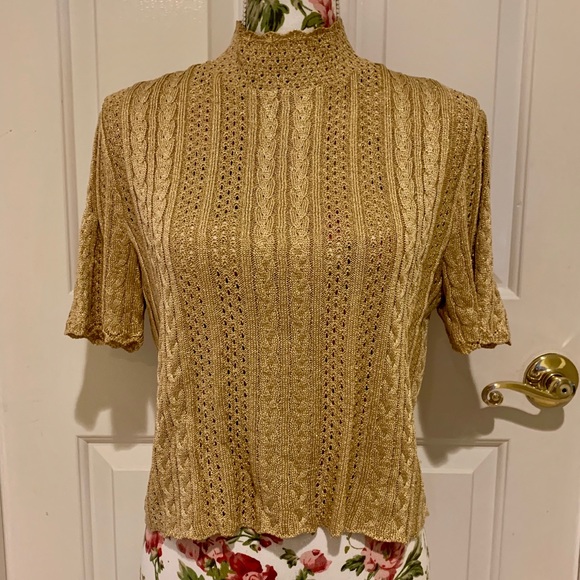St. John Tops - St John metallic gold knit top Medium